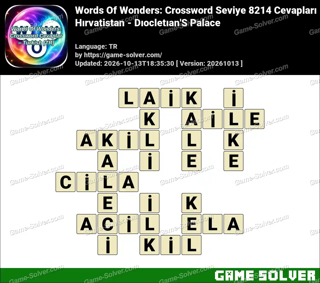 Words Of Wonders: Crossword Seviye 8214 Cevapları – Hırvatistan – Dıocletıan’S Palace